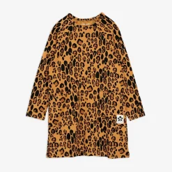Basic Leopard Långärmad Klänning