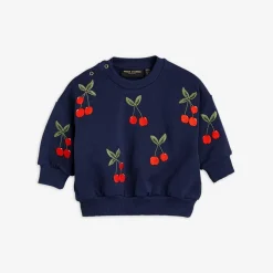 Cherry Broderad Sweatshirt Blå