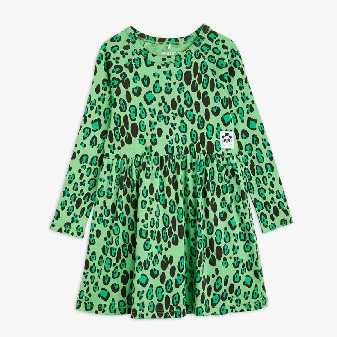 Leopard Långärmad Klänning Grön